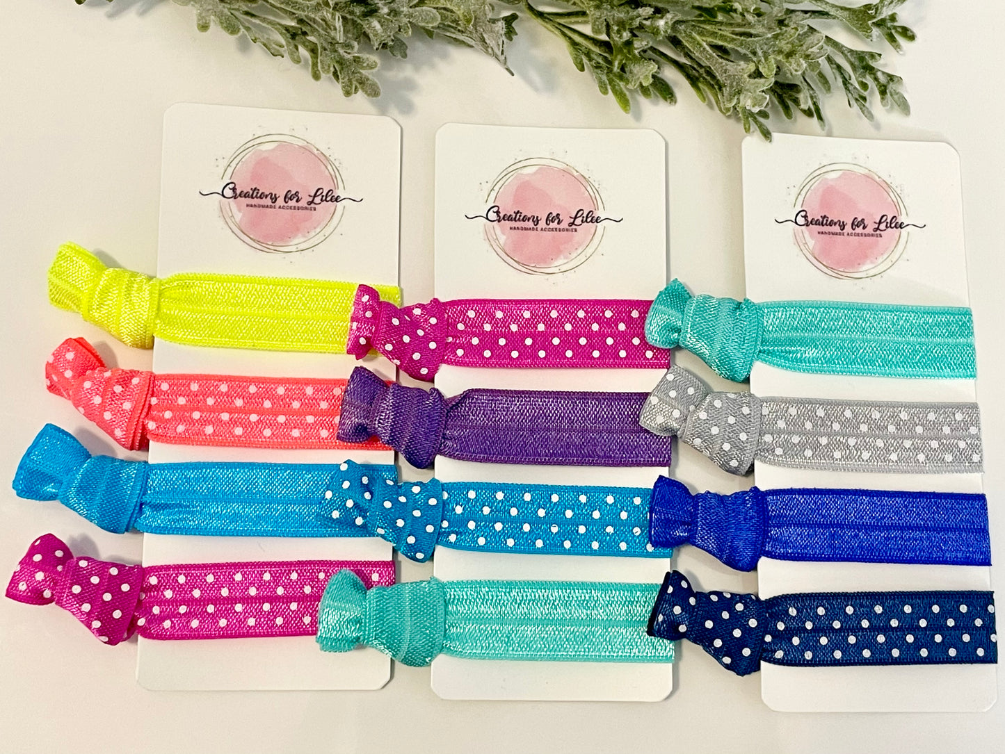 No Crease Hair Elastics - Colorful Polka Dots