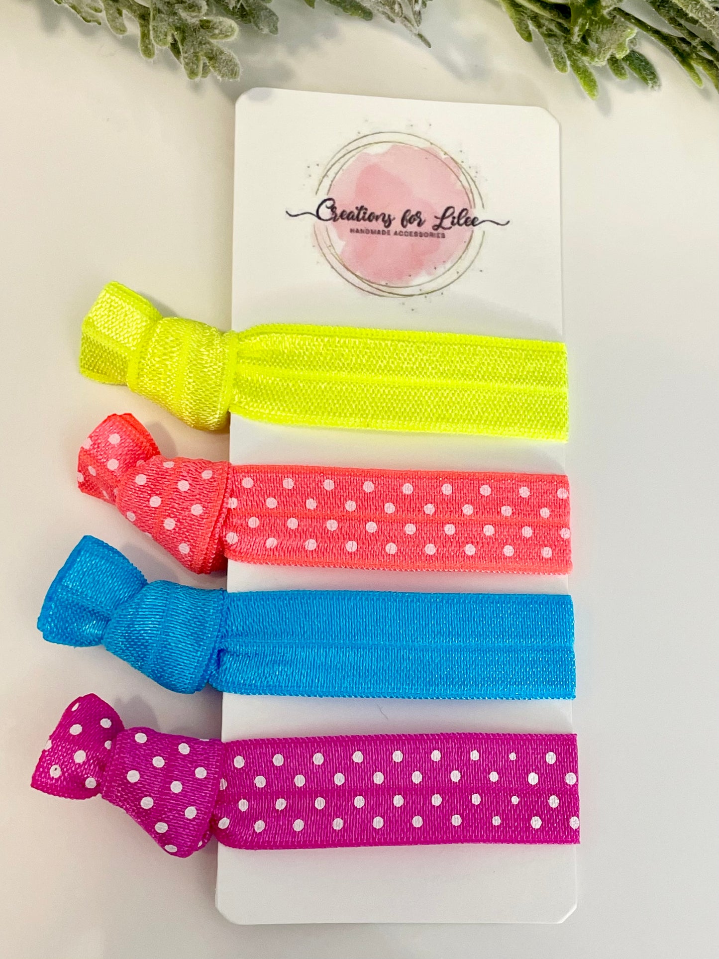 No Crease Hair Elastics - Colorful Polka Dots