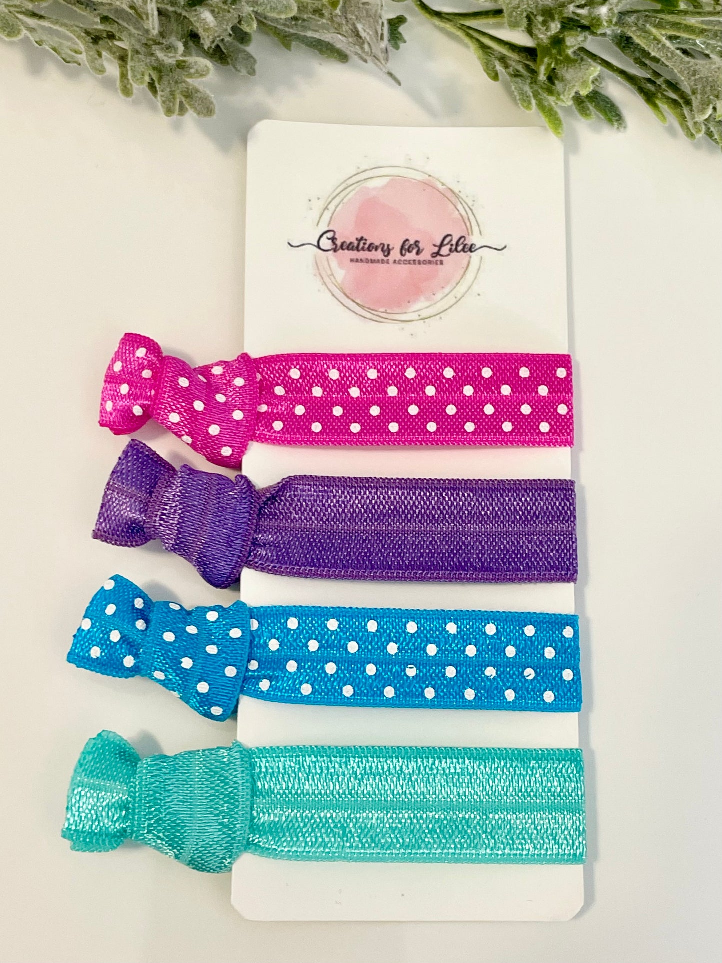 No Crease Hair Elastics - Colorful Polka Dots